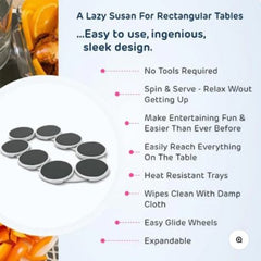 Portable Rotating Lazy Susan Tray – Expandable Kitchen & Dining Table Organizer