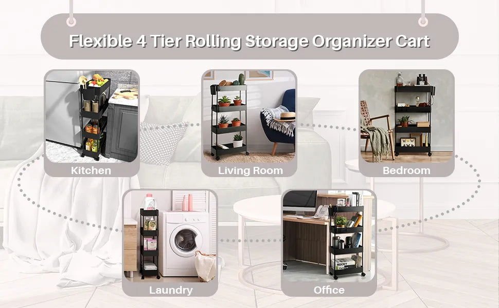 4 Layer Kitchen Moveable Trolley - Savroo