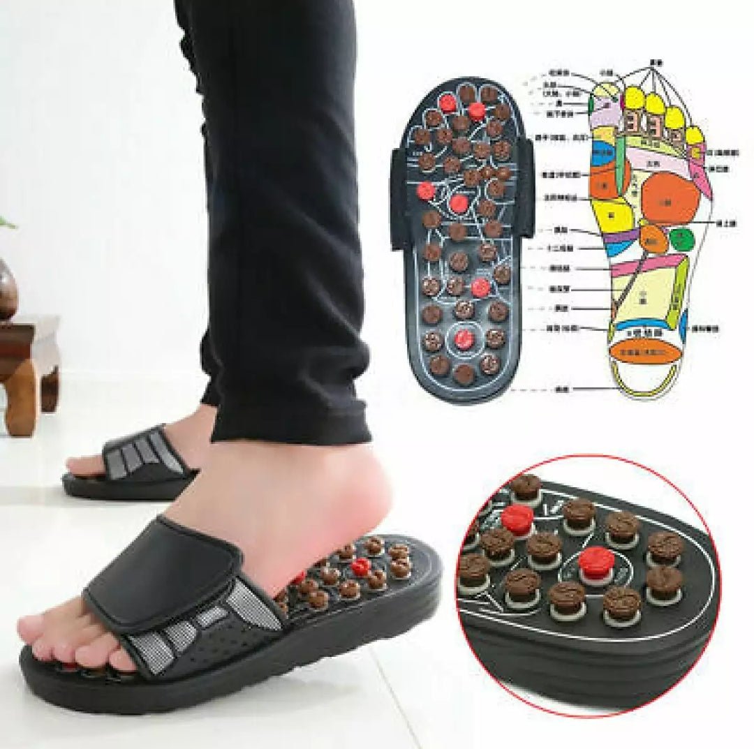 Foot Massage Slippers Acupuncture Therapy Massager Shoes For Foot Acupoint,Activating Reflexology Feet Care,Massage Sandal with Adjustable Strap for Travel, Walk, Bathroom, Home Use etc - Savroo