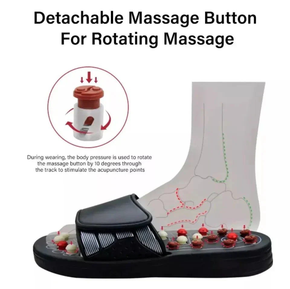 Foot Massage Slippers Acupuncture Therapy Massager Shoes For Foot Acupoint,Activating Reflexology Feet Care,Massage Sandal with Adjustable Strap for Travel, Walk, Bathroom, Home Use etc - Savroo