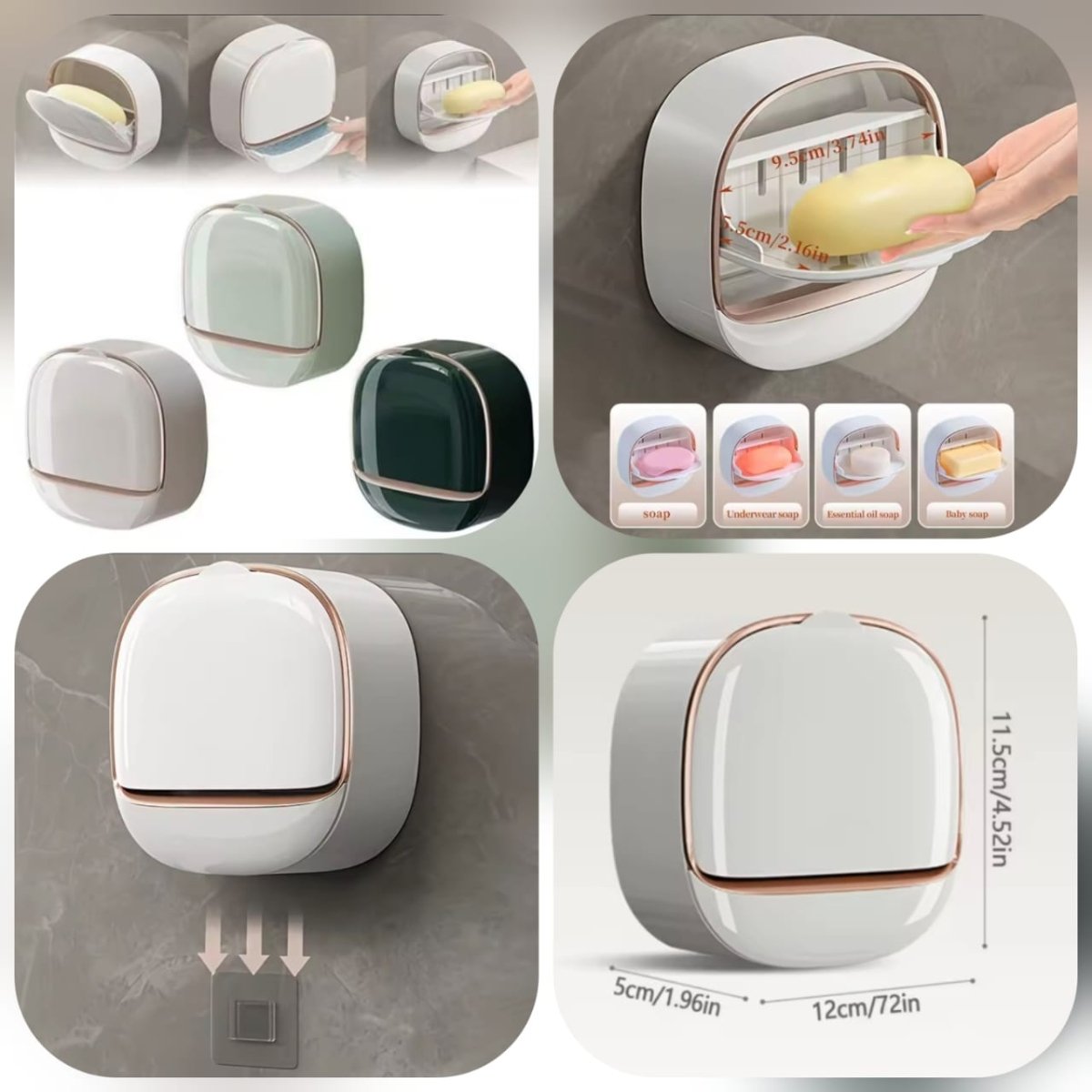 Quick - Drain Wall Mounted Soap Dish with Self - Adhesive Holder - Waterproof Soap Case with Drain Box for Shower or Bath - Savroo