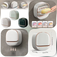 Quick - Drain Wall Mounted Soap Dish with Self - Adhesive Holder - Waterproof Soap Case with Drain Box for Shower or Bath - Savroo