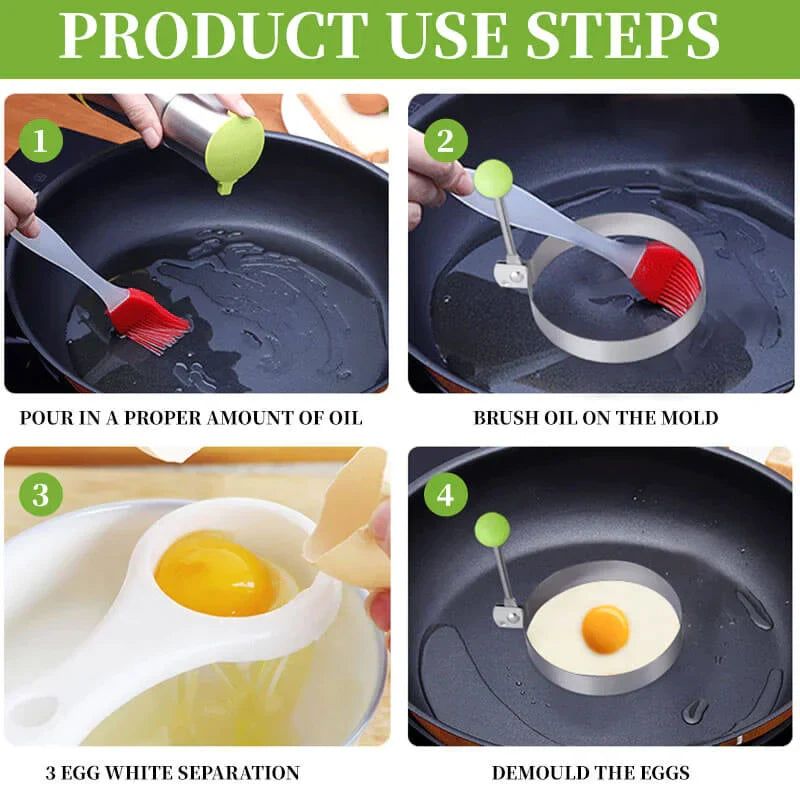 Stainless Steel Fried Egg Molds (Set of 4) - Savroo